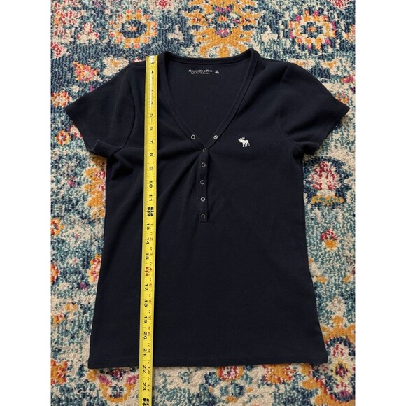 Abercrombie & Fitch Soft Collection Navy Blue Ribbed Tee Size Medium - Picture 6 of 7